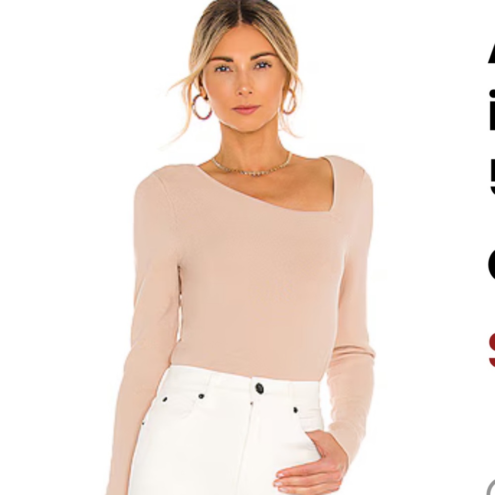 REVOLVE Elegant Beige Asymmetrical Neck Top